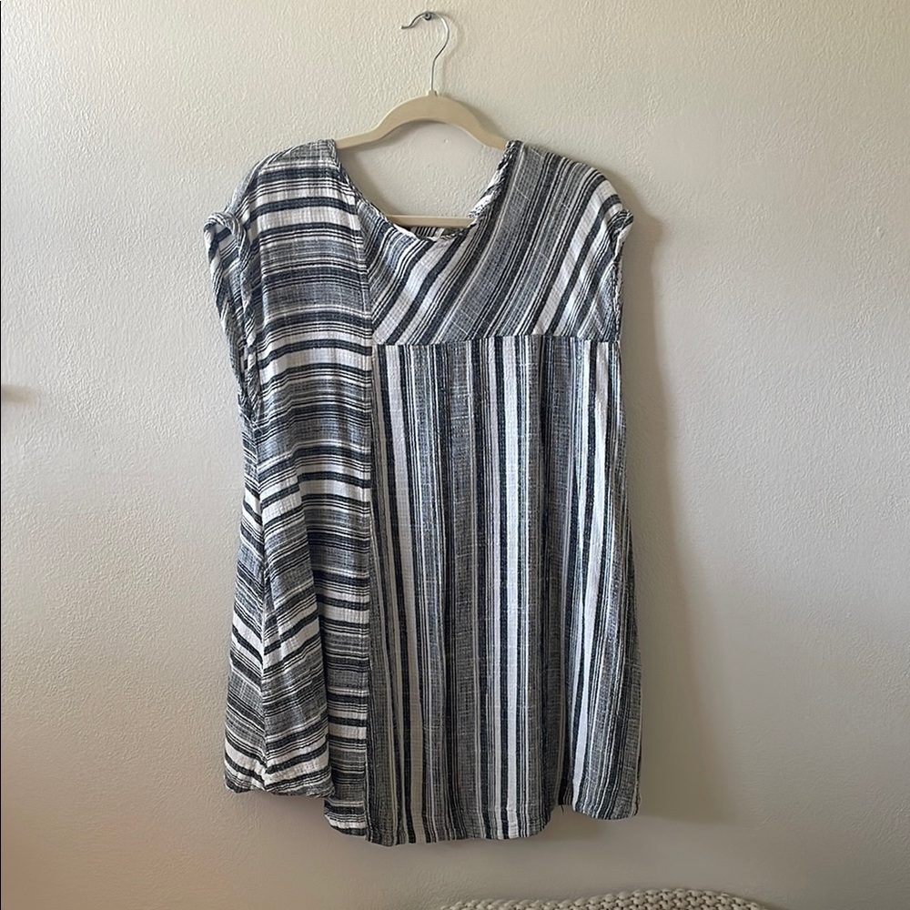 Free People Linen blend flowy mini striped dress